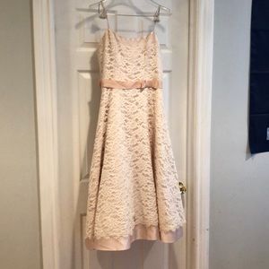 Lace cream and pink dress